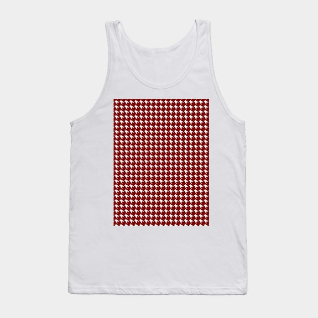 Dark Christmas Candy Apple Red Houndstooth Check Tank Top by podartist